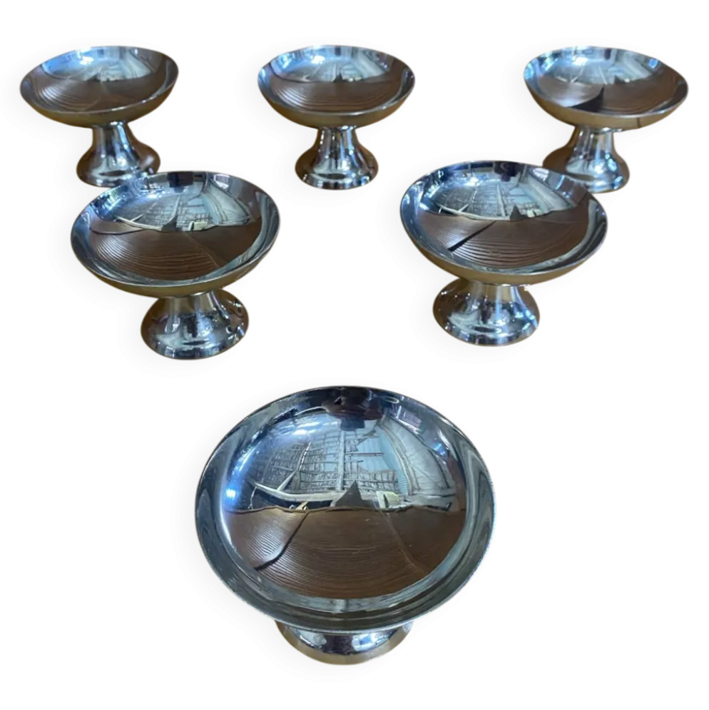 Série de 6 coupes a glace guy degrenne inox design vintage #e408