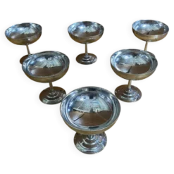 Série de 6 coupes a glace rémy letang inox design vintage #e407