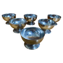 Série de 6 coupes a glace style rémy letang inox vintage #e084