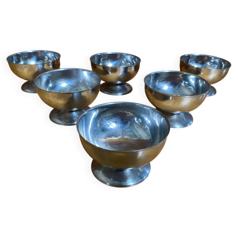 Série de 6 coupes a glace style rémy letang inox vintage #e084