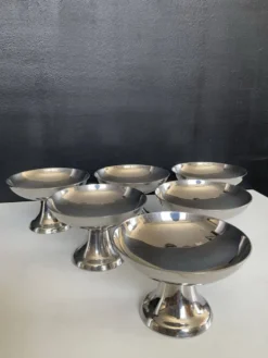 Série de 6 coupes à glaces vintage en inox