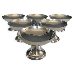 Série de 6 coupes à glaces vintage en inox