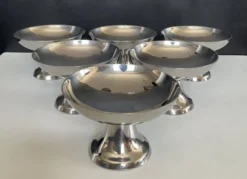 Série de 6 coupes à glaces vintage en inox