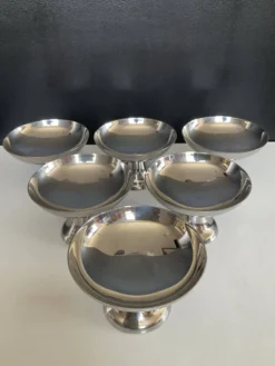 Série de 6 coupes à glaces vintage en inox