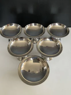 Série de 6 coupes à glaces vintage en inox