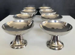 Série de 8 coupes à glace vintage en inox