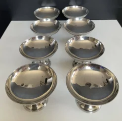 Série de 8 coupes à glace vintage en inox