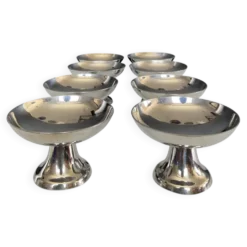 Série de 8 coupes à glace vintage en inox