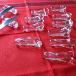Série de 12 porte couteaux Art Déco en cristal par Christian Eldé
