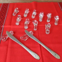 Série de 12 porte couteaux Art Déco en cristal par Christian Eldé