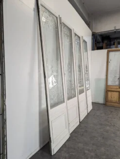 Série de 4 portes en verre gravé début XX ème