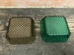 Série De 7 Ramequins Bols Anciens ARCOROC Verre Moulé Fumé & Vert