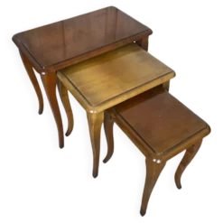 Série de 3 tables gigognes anciennes style louis xv bois vintage