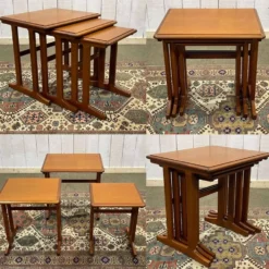 Série de 3 tables gigognes en teck des années 70