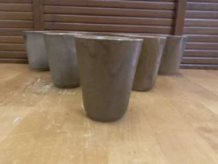 Série De 7 Tasses Gobelets DIGOIN Grès Beige Made In France Vintage #E