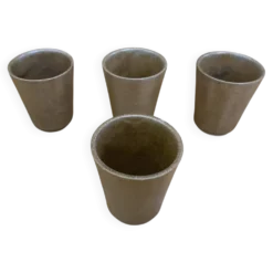 Série de 4 tasses gobelets digoin grès beige made in france vintage #e