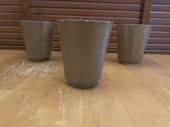 Série de 4 tasses gobelets digoin grès beige made in france vintage #e