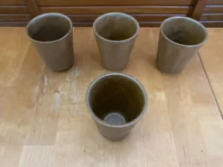 Série de 4 tasses gobelets digoin grès beige made in france vintage #e