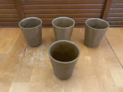 Série de 4 tasses gobelets digoin grès beige made in france vintage #e