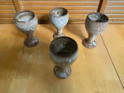 Série de 4 tasses roger jacques grès st amand made in france vintage #
