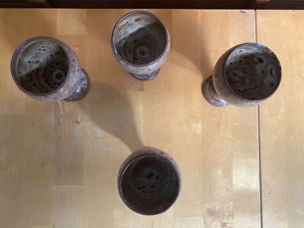 Série de 4 tasses roger jacques grès st amand made in france vintage #