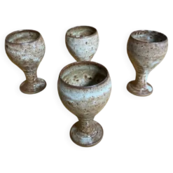 Série de 4 tasses roger jacques grès st amand made in france vintage #