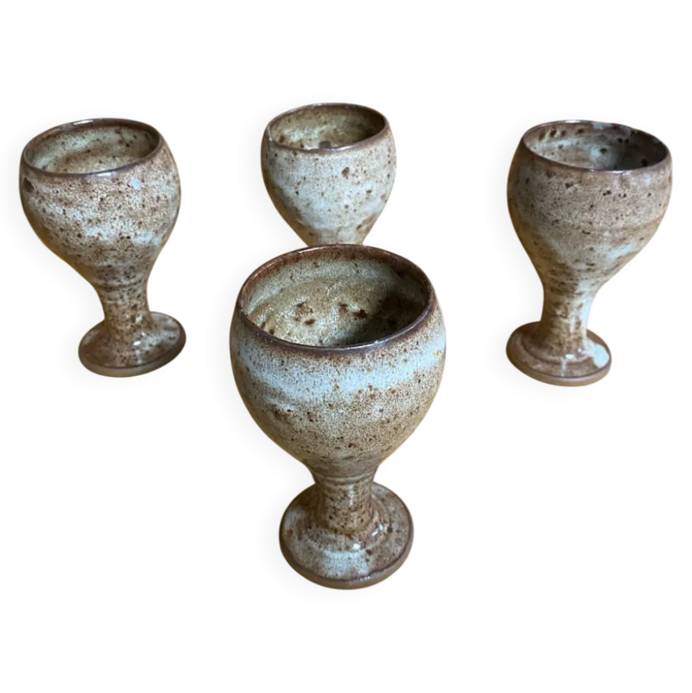 Série de 4 tasses roger jacques grès st amand made in france vintage #