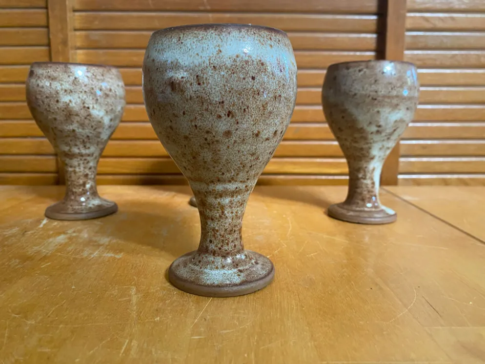Série de 4 tasses roger jacques grès st amand made in france vintage #