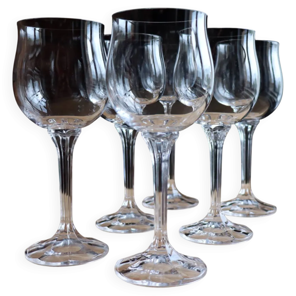 Série de 6 verres à vin vintage en cristal de Bohême - Modèle Diana