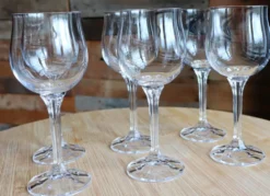 Série de 6 verres à vin vintage en cristal de Bohême - Modèle Diana