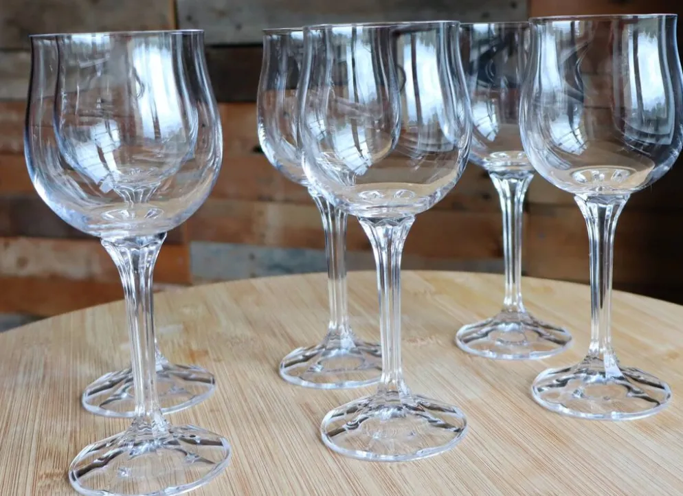 Série de 6 verres à vin vintage en cristal de Bohême - Modèle Diana
