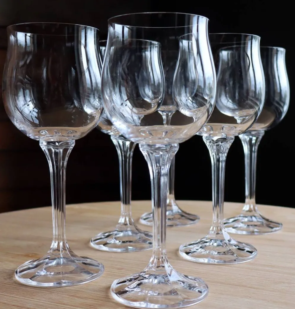 Série de 6 verres à vin vintage en cristal de Bohême - Modèle Diana