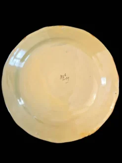 Série 10 grandes assiettes plates vintage Martres-Tolosane Décor Rose bleue