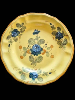 Série 10 grandes assiettes plates vintage Martres-Tolosane Décor Rose bleue
