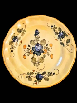 Série 10 grandes assiettes plates vintage Martres-Tolosane Décor Rose bleue