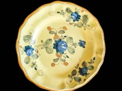 Série 10 grandes assiettes plates vintage Martres-Tolosane Décor Rose bleue