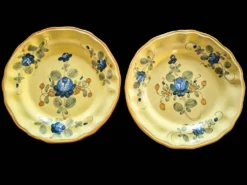 Série 10 grandes assiettes plates vintage Martres-Tolosane Décor Rose bleue