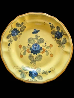 Série 10 grandes assiettes plates vintage Martres-Tolosane Décor Rose bleue