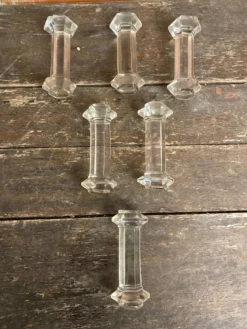 Série 6 Porte Couteaux Ancien Verre Moulé Art de Table Vintage