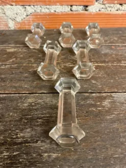 Série 6 Porte Couteaux Ancien Verre Moulé Art de Table Vintage