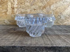 Série 3 Salerons Anciens Service Condiments Verre Moulé Vintage #D979