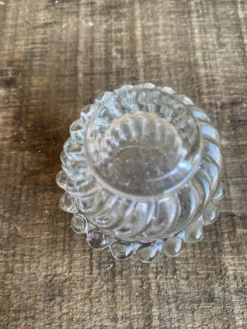 Série 3 Salerons Anciens Service Condiments Verre Moulé Vintage #D979