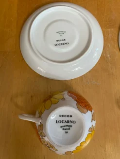 Série 5 tasses Pillivuyt en porcelaine décor Locarno + Interlaken France
