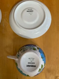 Série 5 tasses Pillivuyt en porcelaine décor Locarno + Interlaken France