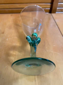 Série 5 verres à pied luminarc verre transparent & vert émeraude vinta