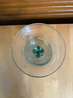 Série 5 verres à pied luminarc verre transparent & vert émeraude vinta