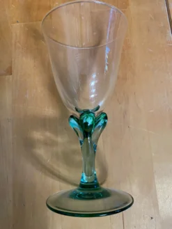 Série 5 verres à pied luminarc verre transparent & vert émeraude vinta