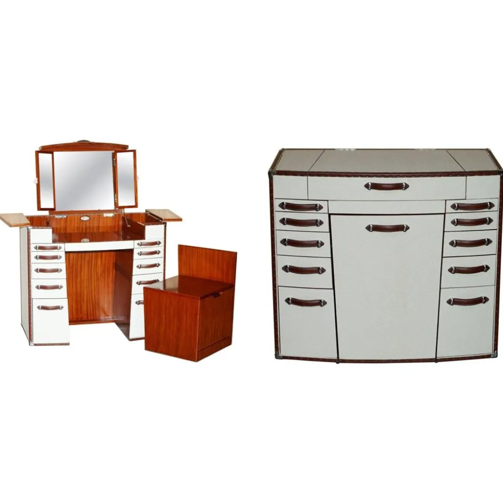 Starbay living the legend la desirade coiffeuse pliante cuir et acajou