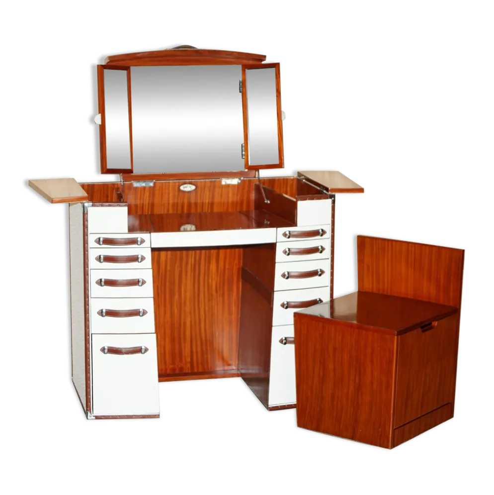 Starbay living the legend la desirade coiffeuse pliante cuir et acajou