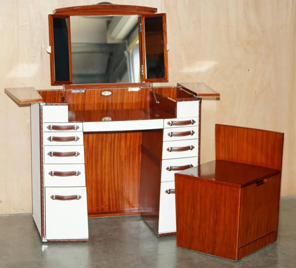 Starbay living the legend la desirade coiffeuse pliante cuir et acajou